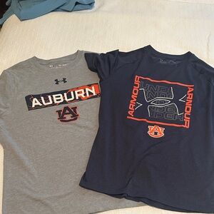 Under Armour Kids Gray and Navy Auburn Tees
